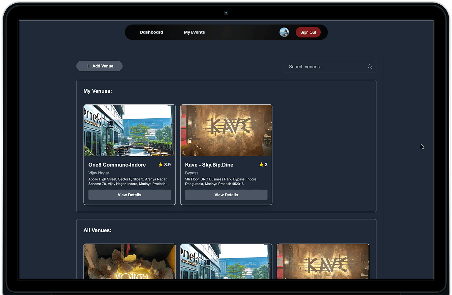 NightLife - Organier Dashboard